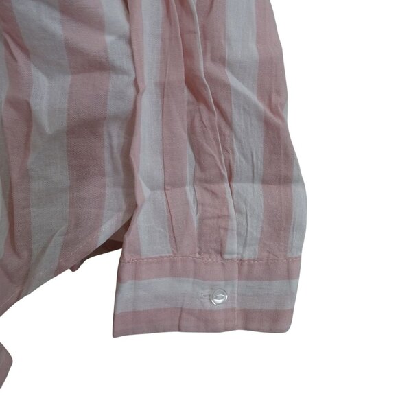 Divided H&M Women Pink White Striped Button Up Long Sleeve Shirt Size 12 NEW - Picture 3 of 11